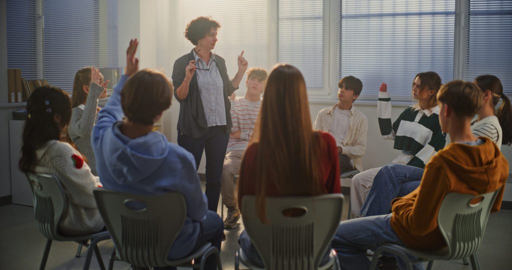 Young people participating in an interactive learning session